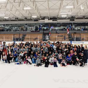 Youth from 24 Degrees of Color celebrating Hispanic Heritage Month with the LA Kings and Al Montoya at Toyota Sports Performance Center. Photo credit: Jason C Williams Photography