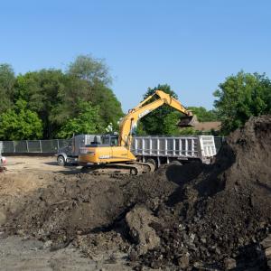 Construction machinery operation on a remediation site