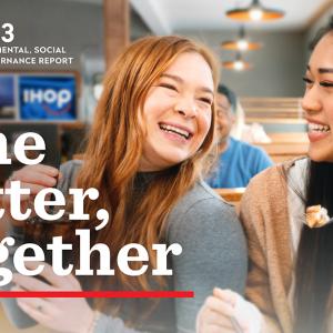 "Dine Better, Together" with two people eating together