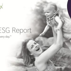 2022 ESG Report Cover with person holding up a baby