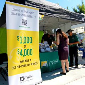 SCE booth at the community resource fair and unveiling of the Rosemead Library’s 26 new charging stations.