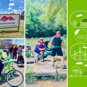 collage of people biking