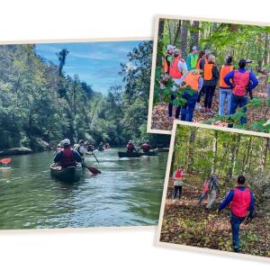 collage of people kayaking 
