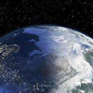 Image of the earth from a distance in space