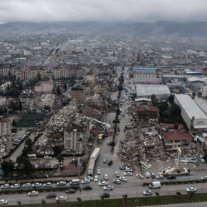 birds eye view of Casa, Turkey after the earthquake 