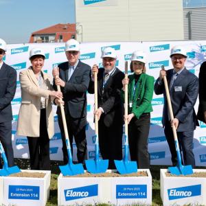 Elanco team with shovels 
