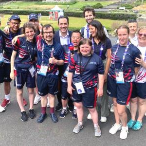 Eliana shown with the UK delegation at the Special Olympics.