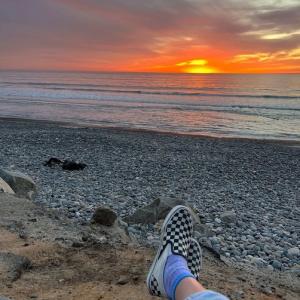 Emily Vaughn watching a beautiful sunset.