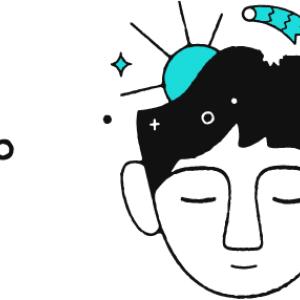 Illustration of a person with a sun coming out of his head.