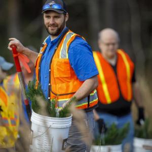 Rayonier employee planting 