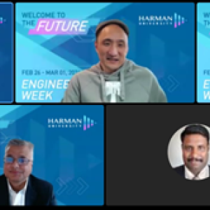 The virtual panel online at HARMAN Engineers Week learning session.