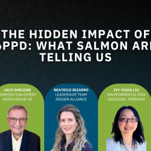 Photo showcasing the podcast title and guest speakers