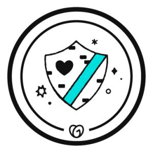 Heart inside of a shield.