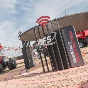 Construction and farming vehicles on display.