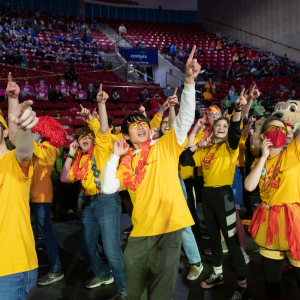 Team of competitors posing in celebration