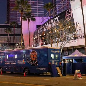 LA Kings and Children's Hospital LA's mobile blood drive outside Crypto.com Arena.