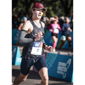 Joe Farley running in Chevron Marathon.