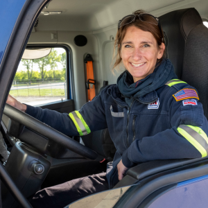 Fenton with her truck