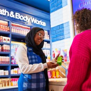 person working at a Bath & Body Works store