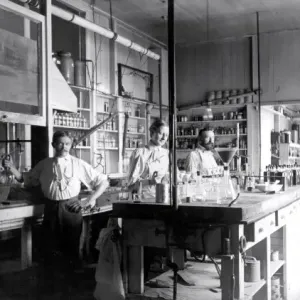 A black and white photo of the first analytical lab