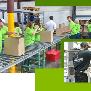 volunteers at a food bank