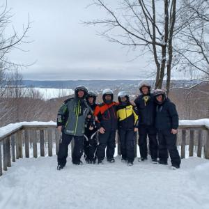 Carol has fun in the snow with friends