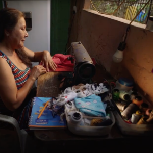 Person at a sewing machine