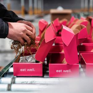 Ian Morris, wellbox; Man packing multiple red boxes.