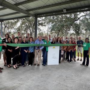 Members from Gulf Coast Bird Observatory and Green Mountain Energy Sun Club at the "Flip the Switch" event on January 8.