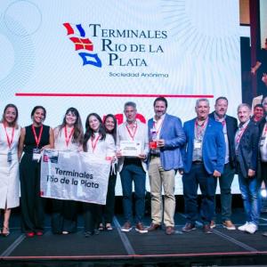 DP World's TRP team accepting the Great Place to Work Award at a ceremony.