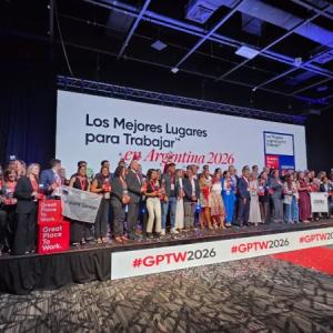 DP World's TRP team accepting the Great Place to Work Award at a ceremony.