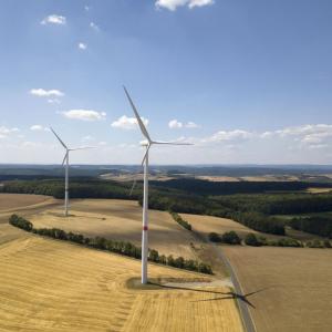 Wind turbines in a field 