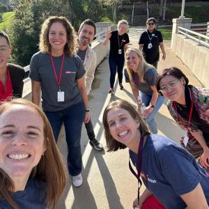 Group photo taken on a bridge