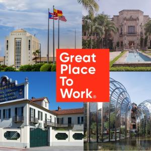 Great Place to Work collage featuring Bacardi employees and facilities