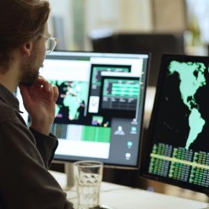 person looking at a computer screen