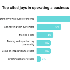 Top cited joys in operating a business chart.