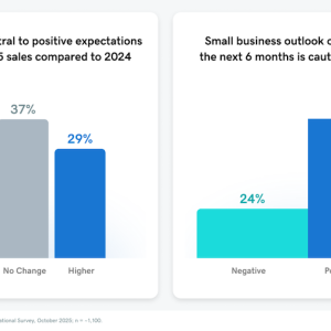 Charts showing expectations of small business owners comparing 2024 to 2025.