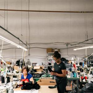 Susan Clayton working on WhitePaws RunMitts