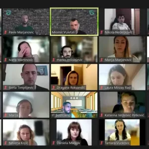 Photo montage of a Zoom screen with all of the participants.