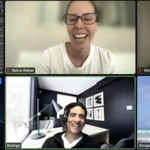 Selina Bieber on a zoom call.