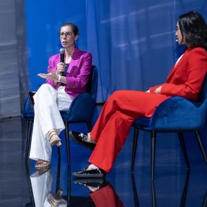 Selina Bieber speaking on a panel.