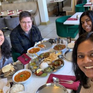 Sathvika at dinner with friends.