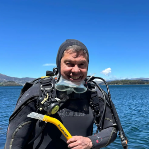 Gonzalo scuba diving.