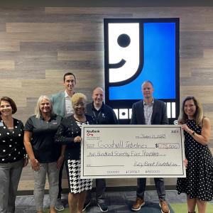 KeyBank and Goodwill team members with $175,000 grant check.