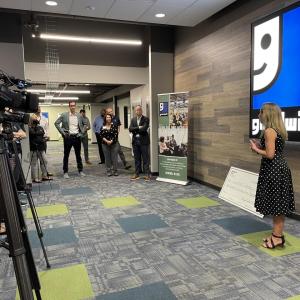 President of Goodwill speaking with KeyBank team.