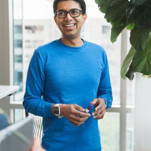 Worker shown in the GoDaddy corporate offices.