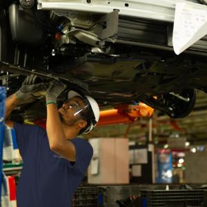 person working on a vehicle