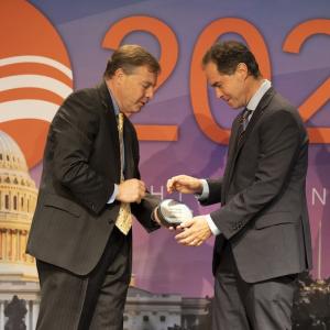 Peden Young, Sr. Manager, Energy accepts the U.S. EPA's 2023 Green Power Leadership Award on behalf of The Home Depot on September 19, 2023, in Washington, D.C.