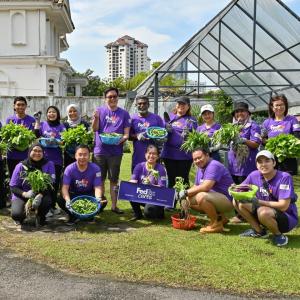 Group of Volunteers holding plants