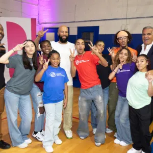 a group of people posing for a photo